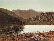 Atkinson Grimshaw Blea Tarn at First Light,Langdale Pikes in the Distance oil